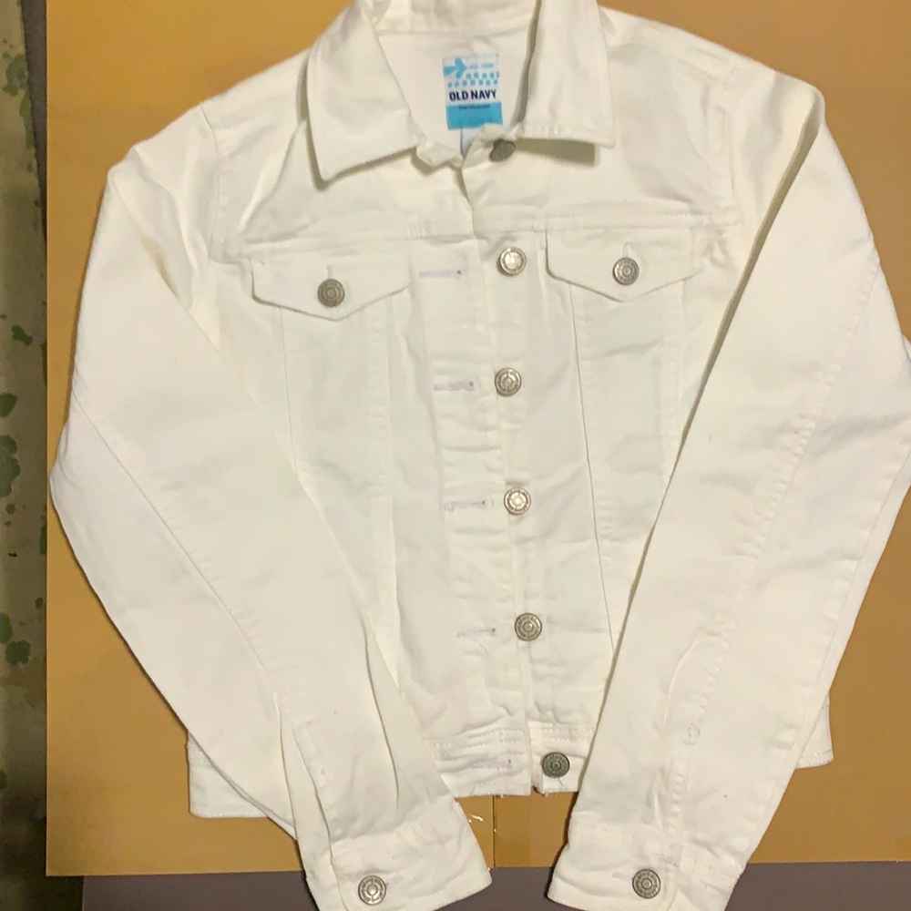 Old Navy white jean jacket girls XL 14-16